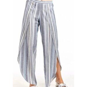 Drew by Abercrombie Womens Striped Linen Wide-Leg Pants Medium Coastal Boho